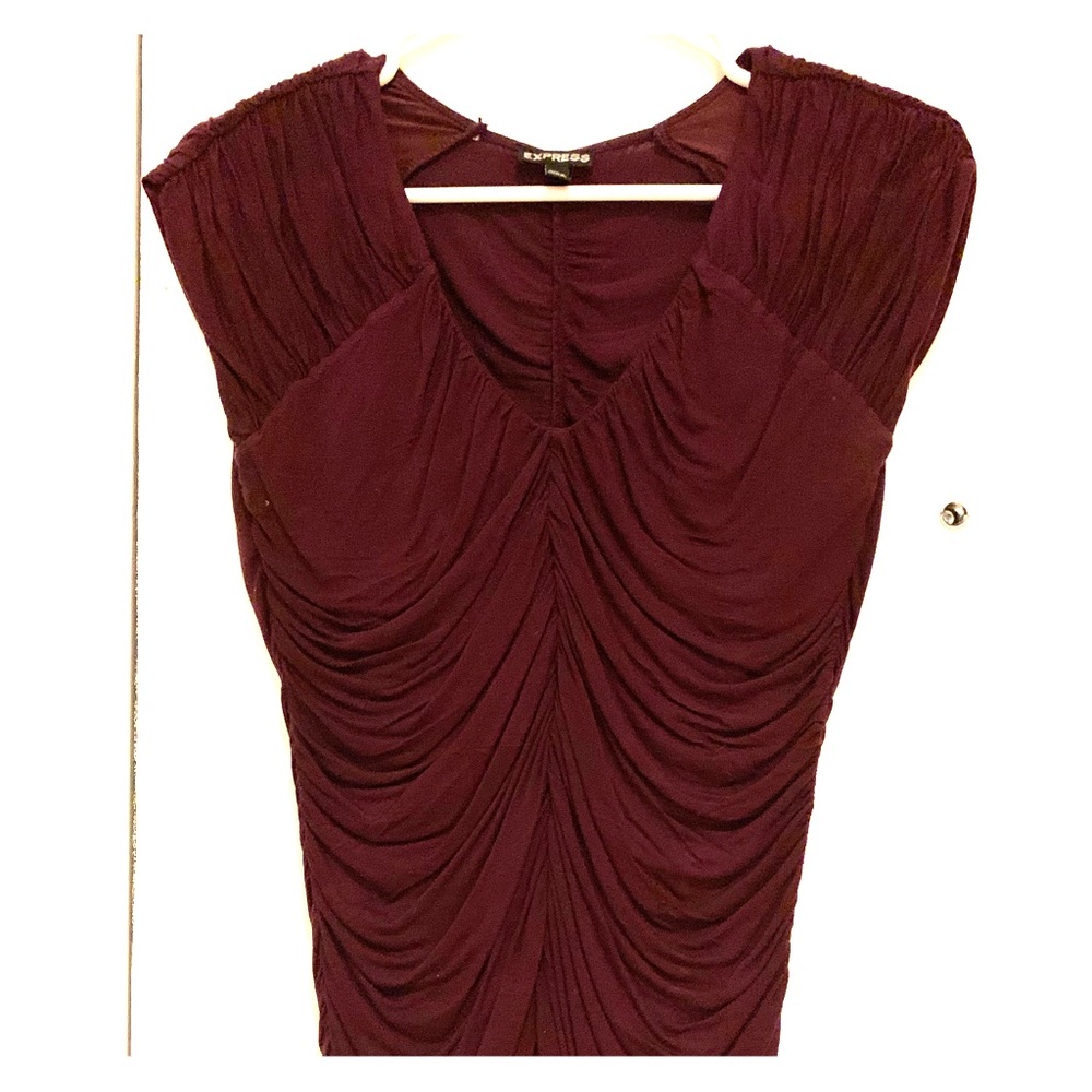 Express burgundy scrunch blouse